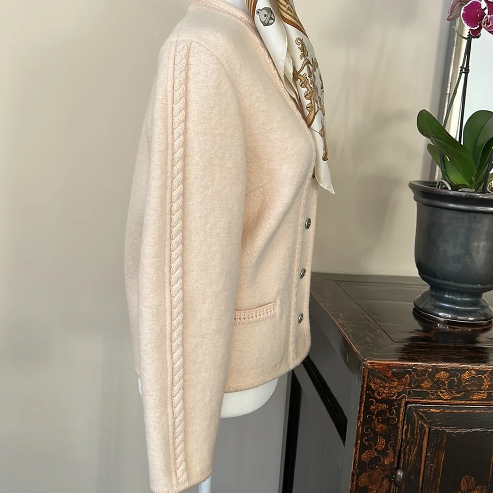 🔥HP🔥GEIGER Tyrol boiled Wool Jacket Sz 38 or S/XS, cream / beige - Picture 8 of 16